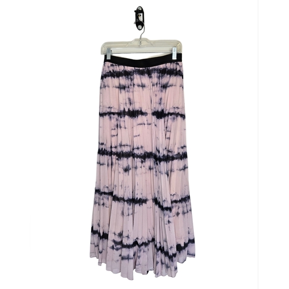 WD-NY Tie Dye Maxi Accordion Pleat Sheer Bohemian Long Skirt Size L Flowy Girlie - Picture 1 of 7